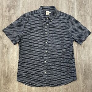 Faherty Shirt Men's Large Blue Indigo Geometric Stretch Playa Golf Tech Button